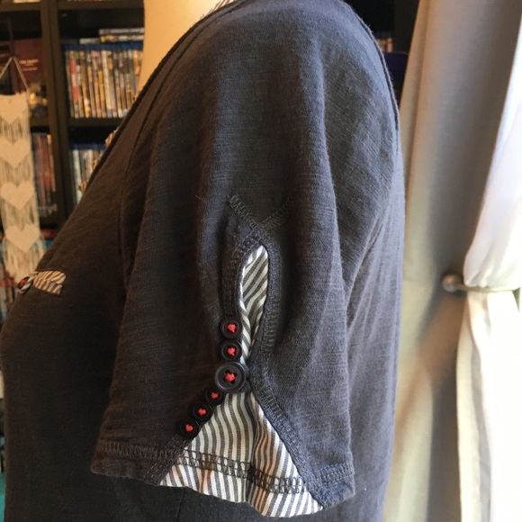 Anthropologie Multi-button Striped Tee - Picture 3 of 5